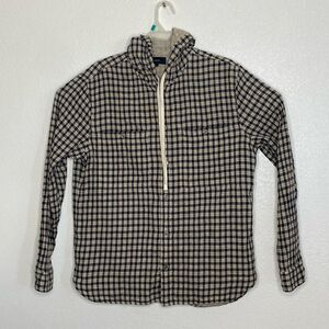 VINCE Men’s Checkered Hooded Long Sleeves Casual Shirt Size L